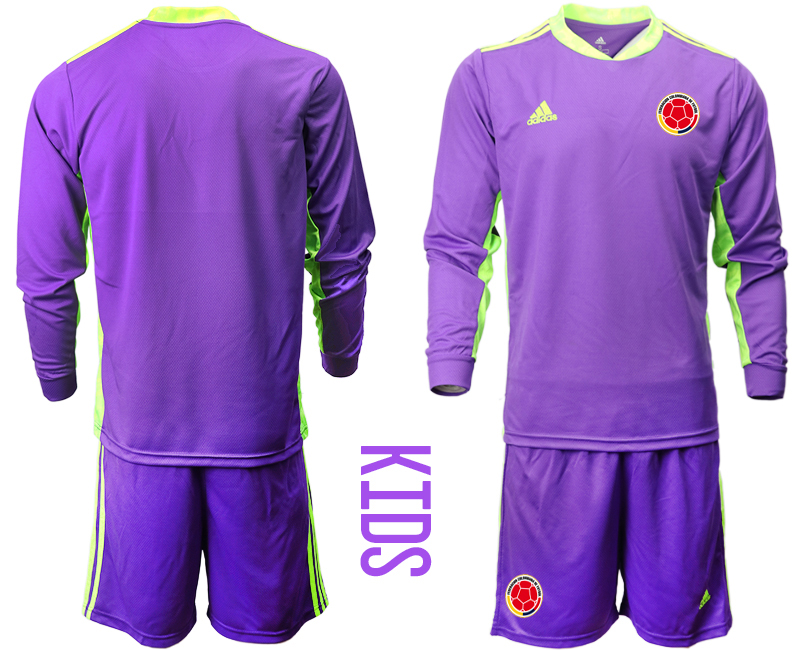 Youth 2020-2021 Season National team Colombia goalkeeper Long sleeve purple Soccer Jersey
